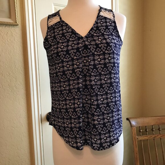 Papermoon Tops - Papermoon Sleeveless Blouse Navy / White PM